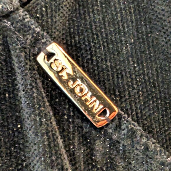 St John Sport Vintage Womens Sz 12 Black Sparkle Velour Straight Wide Leg Pants - Picture 6 of 11